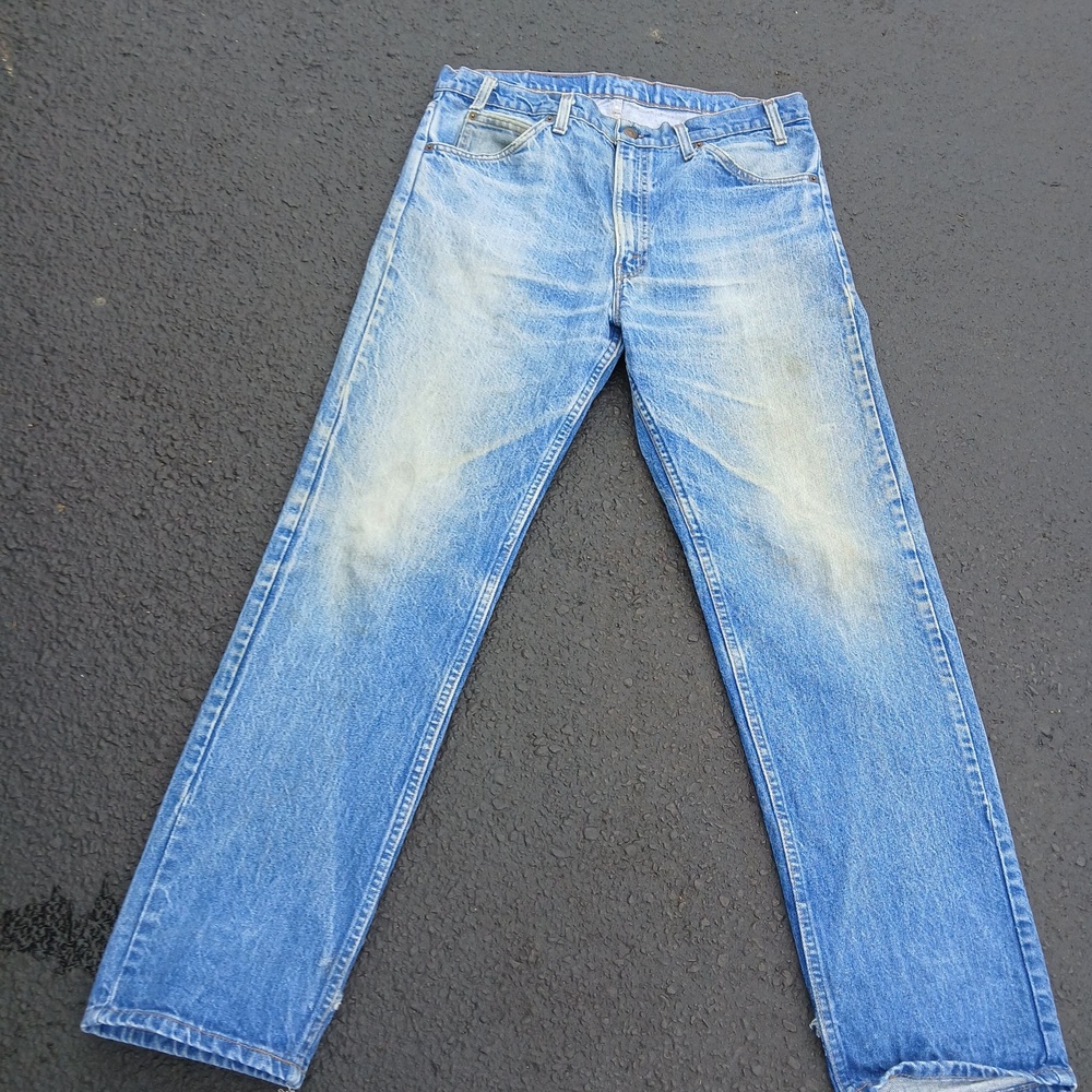 Vintage Levis Jeans Mens 38x32 Light Wash Blue Orange Tab Straight Denim Pants